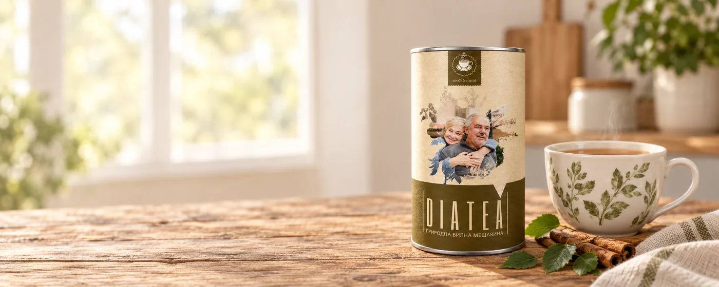 DiaTea i topli čaj u ilustrativnoj domaćoj kuhinji